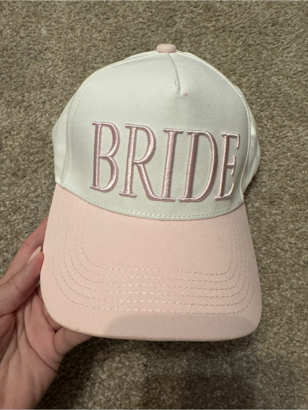 Bride Embroidered Baseball Cap - Pink and White